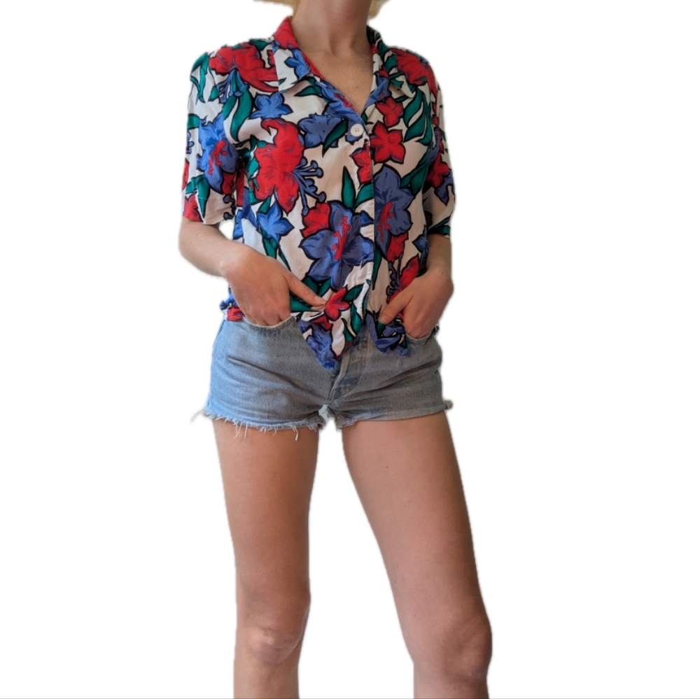 80s Rayon Floral Shirt